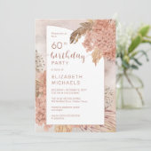 Pampas Grass Hydrangeas Blooms 60e verjaardag Kaart (Staand voorkant)