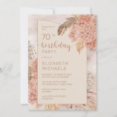 Pampas Grass Hydrangeas Blooms 70e verjaardag Kaart (Voorkant)