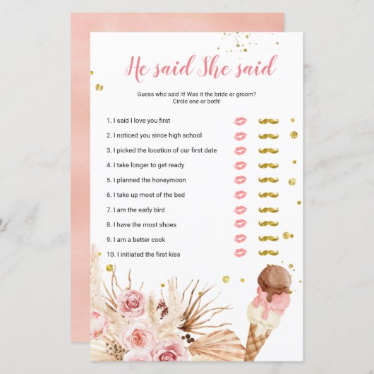 Pampas Grass Ice Cream zei dat ze Kaart zei (Voorkant / Achterkant)