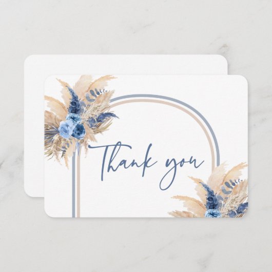 Pampas Grass Jongen blauwe boog dank u kaart (Voorkant / Achterkant)