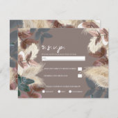 Pampas Grass & Leaves Aardse Boheemse Bruiloft RSV Kaart (Voorkant / Achterkant)