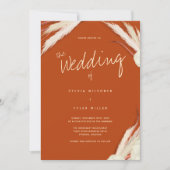 Pampas Grass Leaves Burnt Oranje Wedding Kaart (Voorkant)
