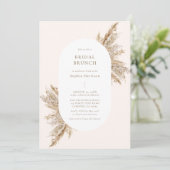 Pampas Grass Lijst Beige Bridal Shower Invitation Kaart (Staand voorkant)