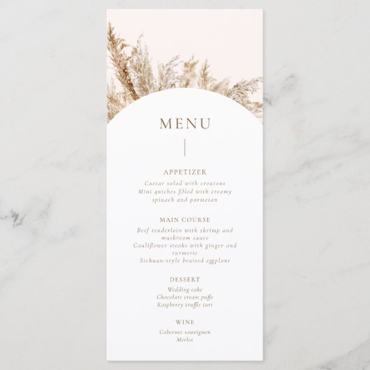 Pampas Grass Lijst Beige Menu (Voorkant)