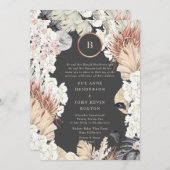 Pampas Grass Lijst | Monogram goudolie | Koolstof Kaart (Voorkant / Achterkant)