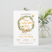 Pampas Grass Little Bunny Turing one Birthday I Kaart (Staand voorkant)