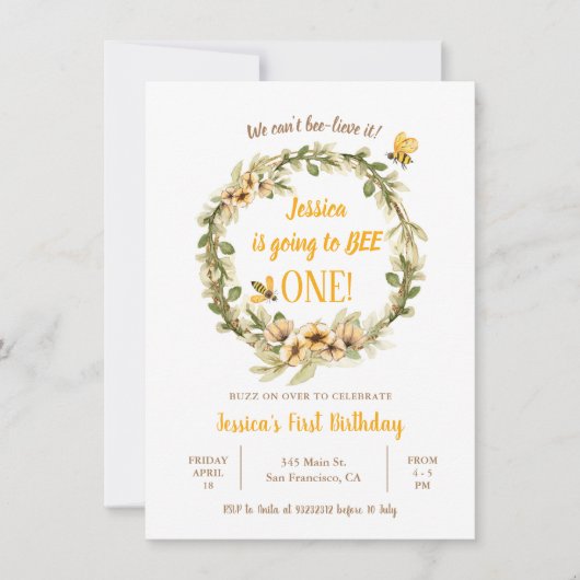 Pampas Grass Little Bunny Turing one Birthday I Kaart (Voorkant)