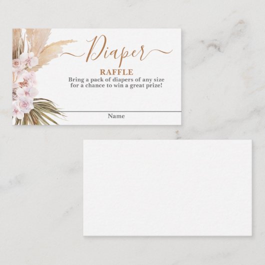 Pampas Grass Luier Raffle Kaart (Voorkant / Achterkant)