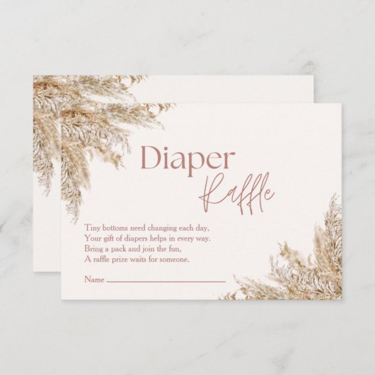 Pampas Grass Luier Raffle Kaart | neutraal rustiek (Voorkant / Achterkant)