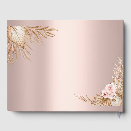 Pampas Grass Luxe Roos Gouden Bruiloft Gastenboek (Achterkant)