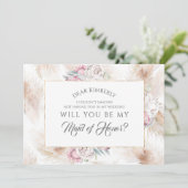 Pampas Grass Maid of Honor / bruidsmeisje Voorstel Kaart (Staand voorkant)