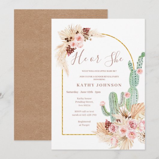 Pampas Grass Mexicaanse Fiesta Geslacht Onthullen  Kaart (Voorkant / Achterkant)