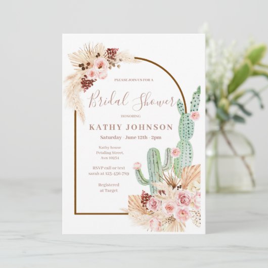 Pampas Grass Mexican Fiesta Boho Vrijgezellenfeest Kaart (Staand voorkant)