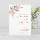 Pampas Grass Minimale Plain Alles in Een Huwelijk Kaart (Staand voorkant)