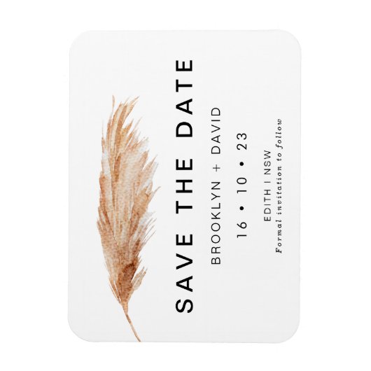 Pampas Grass Minimalist Wedding Save the Date Magneet (Verticaal)