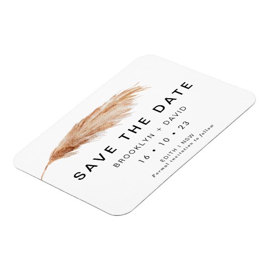 Pampas Grass Minimalist Wedding Save the Date Magneet (Linkerzijde)