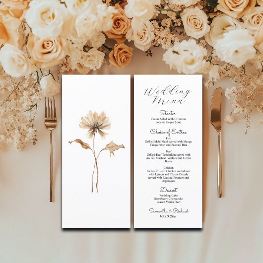 Pampas Grass Modern 4x9'' Huwelijksmenu Menu