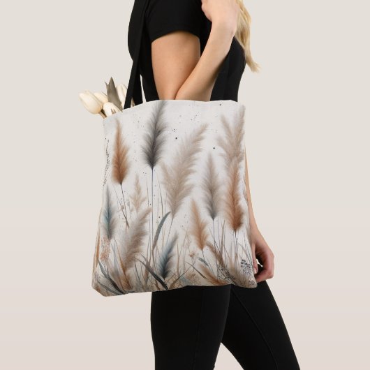 Pampas Grass Modern Boho Bloemen voor Herfst & Her Tote Bag (Dichtbij)