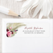 Pampas Grass Modern Boho Bourgondië Etiket (Insitu)