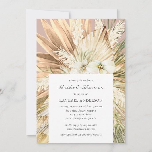 Pampas Grass Modern Boho Bridal Wedding Shower Kaart (Voorkant)