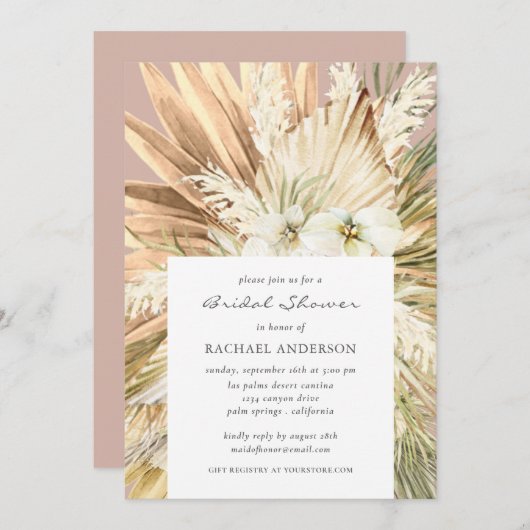 Pampas Grass Modern Boho Bridal Wedding Shower Kaart (Voorkant / Achterkant)