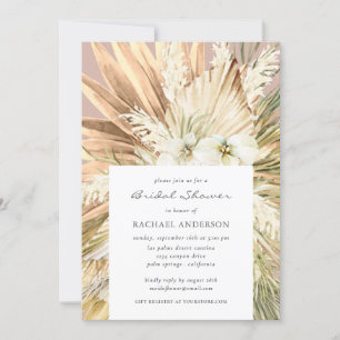 Pampas Grass Modern Boho Bridal Wedding Shower Kaart