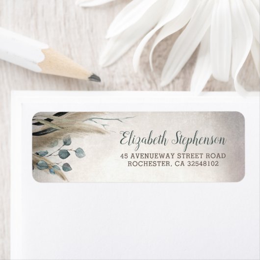 Pampas Grass Modern Boho groen Etiket (Insitu)