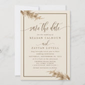 Pampas grass Moderne Calligrafie sparen de Datum Save The Date (Voorkant)