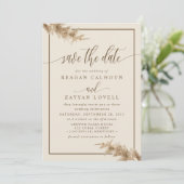 Pampas grass Moderne Calligrafie sparen de Datum Save The Date (Staand voorkant)