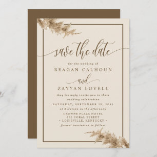 Pampas grass Moderne Calligrafie sparen de Datum Save The Date