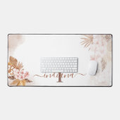Pampas Grass Monogram Terracotta Naam Aangepast Bureaumat (Keyboard & Muis)