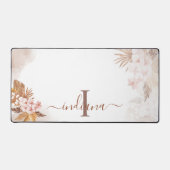 Pampas Grass Monogram Terracotta Naam Aangepast Bureaumat (Voorkant)