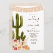 Pampas Grass Muted Tones Wedding Invitation Kaart (Voorkant / Achterkant)