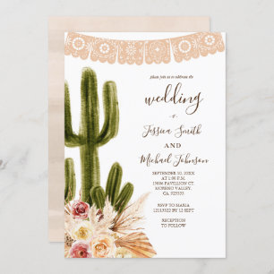 Pampas Grass Muted Tones Wedding Invitation Kaart