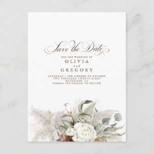 Pampas Grass Natural Floral Boho Save the Date Aankondigingskaart