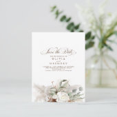 Pampas Grass Natural Floral Boho Save the Date Aankondigingskaart (Staand voorkant)
