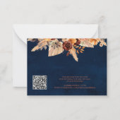 Pampas Grass Navy Blue Rust QR Code Behuizing Kaar Notitiekaartje (Achterkant)
