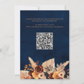 Pampas Grass Navy Blue Terracotta Herfst QR-code Kaart (Achterkant)