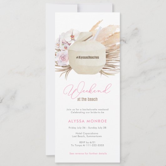 Pampas Grass Neutrals Strand Weekend Bachelorette Kaart (Voorkant)