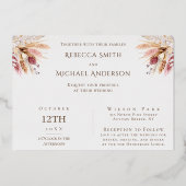 Pampas Grass Niets Fancy Alleen Liefde Boho Weddin Folie Uitnodiging (Achterkant)