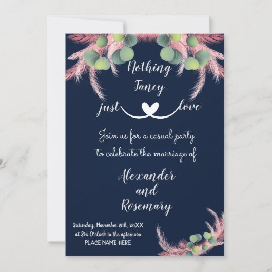 Pampas Grass Niets Fancy gewoon Love Elope Kaart (Voorkant)