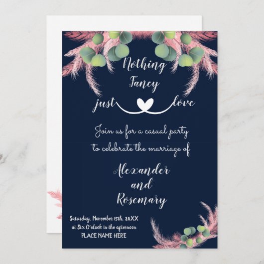 Pampas Grass Niets Fancy gewoon Love Elope Kaart (Voorkant / Achterkant)