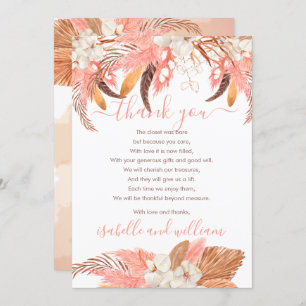 Pampas Grass Orchid Blooms Baby shower Dank u Bedankkaart