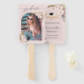 Pampas Grass Orchid Floral Arch Afbeelding Afstude Handwaaier (Voorkant en achterkant)