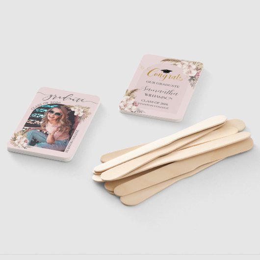 Pampas Grass Orchid Floral Arch Afbeelding Afstude Handwaaier (Niet-gemonteerd)