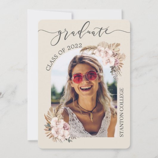 Pampas Grass Orchid Floral Arch Afbeelding Afstude Kaart (Voorkant)