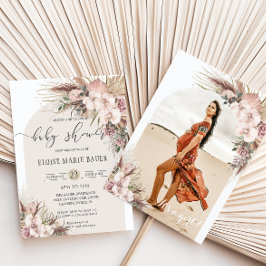 Pampas Grass Orchid Floral Arch Baby shower Foto Kaart