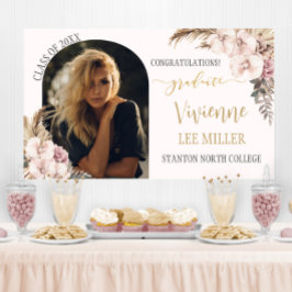 Pampas Grass Orchid Floral Foto Graduparty Spandoek