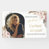 Pampas Grass Orchid Floral Foto Graduparty Spandoek (Horizontaal)