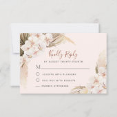Pampas Grass Orchids Floral Terracotta Wedding RSVP Kaartje (Voorkant)